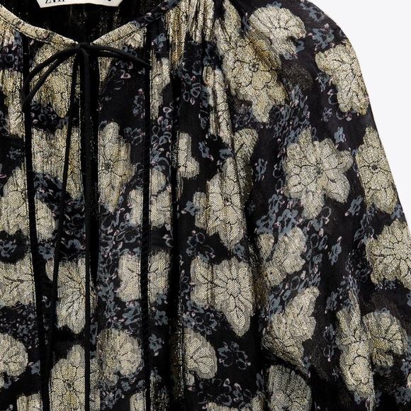 Zara Voluminous Printed Dress Size M - Picture 4 of 10